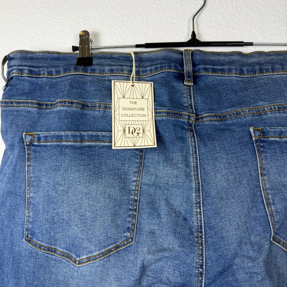 Diane Gilman Signature Studded Blue Denim Straight Jeans Women Size 24W - Picture 6 of 10